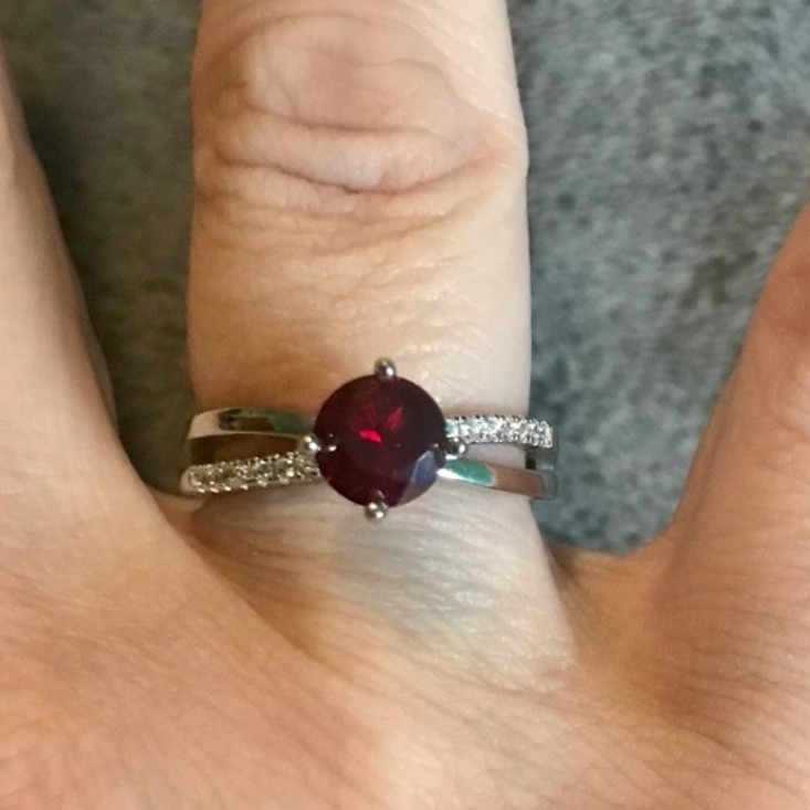 Garnet Red Moissanite Sterling Silver Ring 1ct